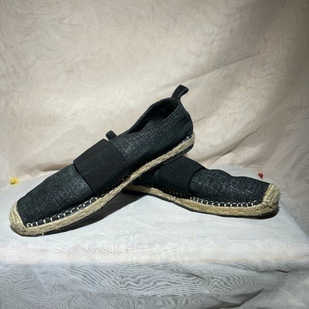 Lord & Taylor Womens Leather Jute Comfort Shoe Blue Denim Look Size 7M